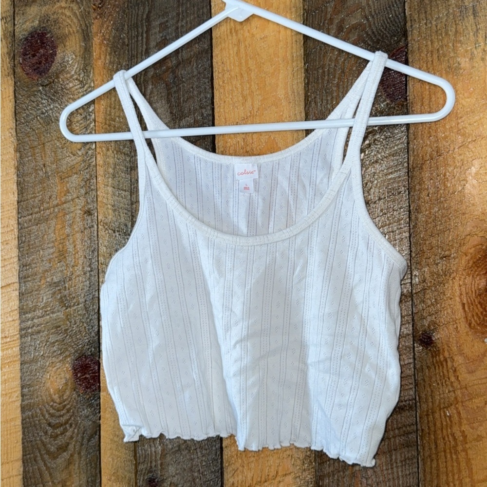 White Textured Crop Top